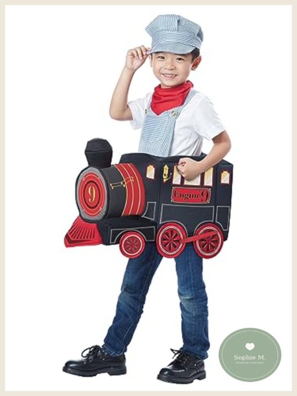 Toddler Ride-In Train Costume, 3D Train with Overall, Halloween, Kids Boys